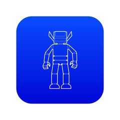 Humanoid robot icon blue vector isolated on white background