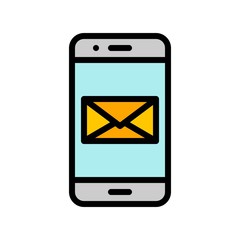 Mobile phone with mail vector, Social media filled editable stroke icon