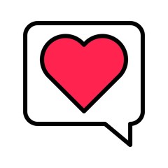 Heart in speech bubble vector, Social media filled editable stroke icon