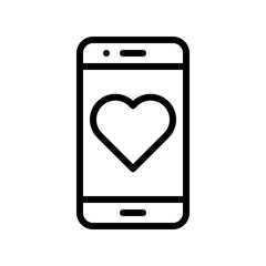 Mobile phone with heart vector, Social media line style icon