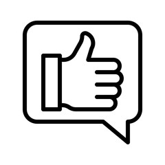 Thumb up in speech bubble vector, Social media line style icon