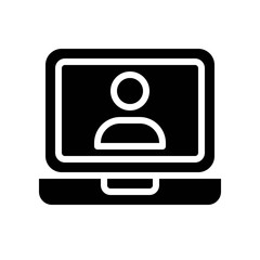 Laptop with user vector, Social media solid style icon