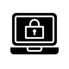 Laptop with lock vector, Social media solid style icon