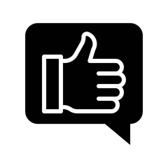 Thumb up in speech bubble vector, Social media solid style icon