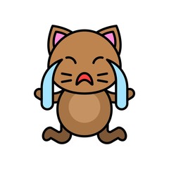 Cute Cat avatar vector illustration, filled icon editable stroke