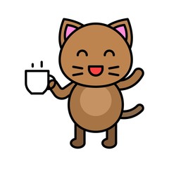 Cute Cat avatar vector illustration, filled icon editable stroke