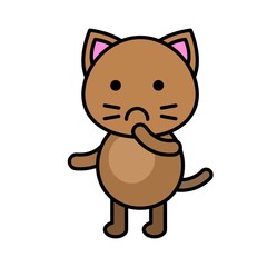 Cute Cat avatar vector illustration, filled icon editable stroke