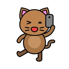 Cute Cat avatar vector illustration, filled icon editable stroke