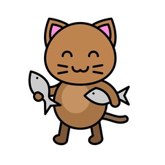 Cute Cat avatar vector illustration, filled icon editable stroke