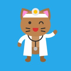 Cute Cat avatar vector illustration, flat icon