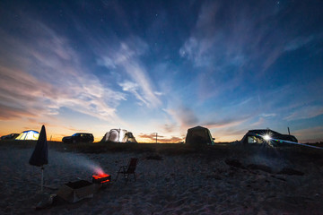 Fototapeta na wymiar Camping at the beach in the night