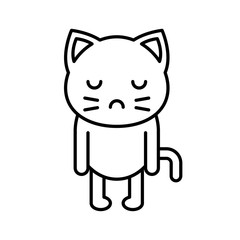 Cute Cat avatar vector illustration, line icon editable stroke