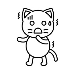 Cute Cat avatar vector illustration, line icon editable stroke
