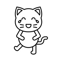 Cute Cat avatar vector illustration, line icon editable stroke