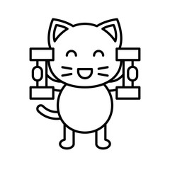 Cute Cat avatar vector illustration, line icon editable stroke