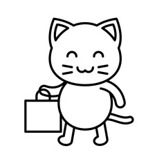 Cute Cat avatar vector illustration, line icon editable stroke