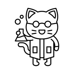 Cute Cat avatar vector illustration, line icon editable stroke