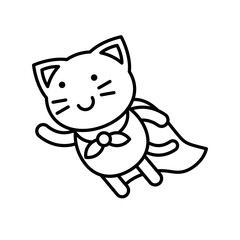 Cute Cat avatar vector illustration, line icon editable stroke