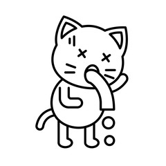 Cute Cat avatar vector illustration, line icon editable stroke