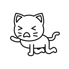 Cute Cat avatar vector illustration, line icon editable stroke