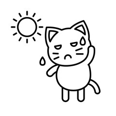 Cute Cat avatar vector illustration, line icon editable stroke