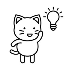 Cute Cat avatar vector illustration, line icon editable stroke