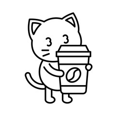 Cute Cat avatar vector illustration, line icon editable stroke
