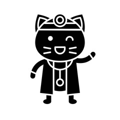 Cute Cat avatar vector illustration, solid icon