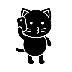 Cute Cat avatar vector illustration, solid icon