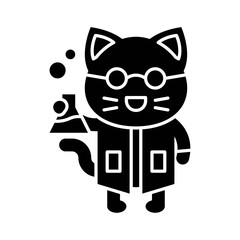 Cute Cat avatar vector illustration, solid icon