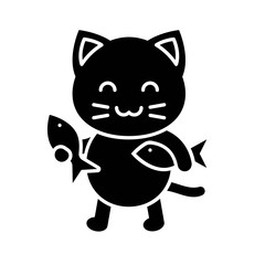 Cute Cat avatar vector illustration, solid icon