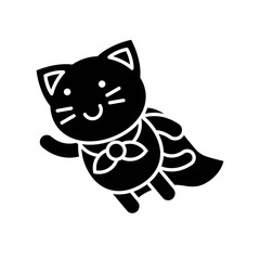 Cute Cat avatar vector illustration, solid icon