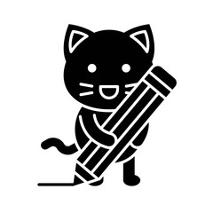 Cute Cat avatar vector illustration, solid icon