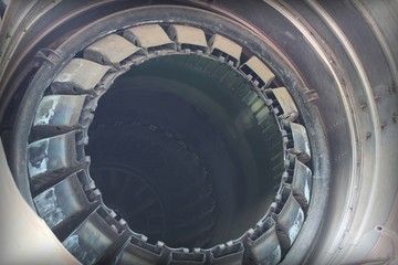 The nozzle of an old jet engine.
