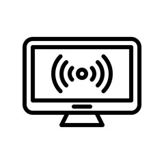 Computer monitor vector, Electronic device line icon editable stroke