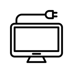 Computer monitor vector, Electronic device line icon editable stroke