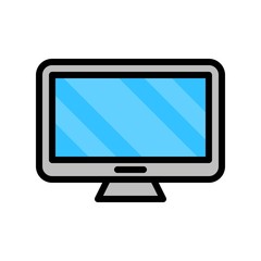 Computer monitor vector, Electronic device filled icon editable stroke