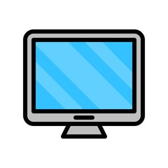 Computer monitor vector, Electronic device filled icon editable stroke