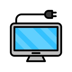 Computer monitor vector, Electronic device filled icon editable stroke