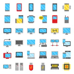 Electronic device vetor illustration set, flat icon