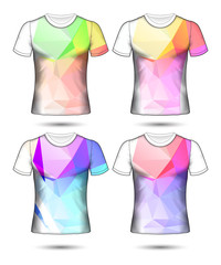  t-shirt templates abstract geometric collection of different colors polygonal mosaic