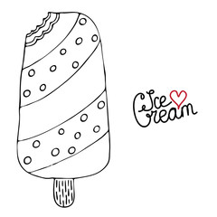 Vector Ice cream for coloring book for adult and kids