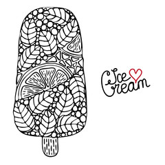 Vector Ice cream for coloring book for adult and kids