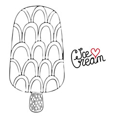 Vector Ice cream for coloring book for adult and kids