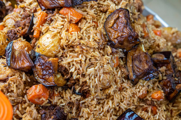 Close up of Maqluba arab dish