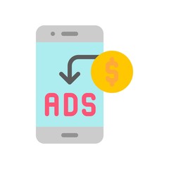 Mobile advertising vector, Digital marketing flat style icon