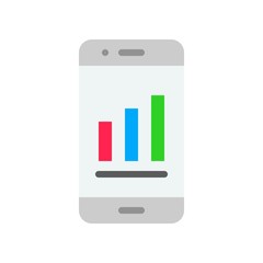 Bar chart on mobile phone vector, Digital marketing flat style icon