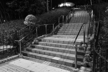 Stairway in park at night