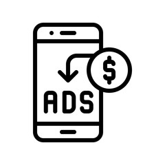 Mobile advertising vector, Digital marketing line icon editable stroke
