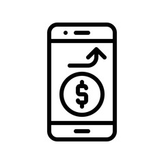 Coin on mobile screen vector, Digital marketing line icon editable stroke